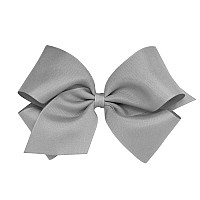 Wee Ones Girls' Plain Wrap Grosgrain Hair Bow On A Weestay No-Slip Hair Clip, King, Gray