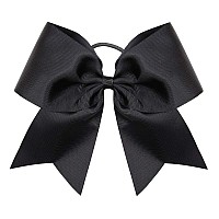 Oaoleer 8 Jumbo Large cheer Bows Ponytail Holder Elastic Band Handmade Boutique Hair Accessories for cheerleading Teen girls college Women Sports (1PcS, Black)