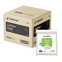 Dealmed cotton Balls - 4000 count Medium cotton Balls, Non-Sterile Bag of cotton Balls in Easy to Access Zip-Locked Bag, great for Skin Prep, Wound cleansing, and DIY Needs