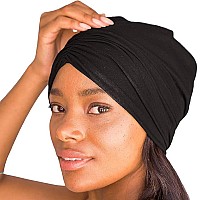 Kitsch Satin Lined Beanie for Women - Satin Beanie Night cap Satin Sleep cap Slouchy Beanie Hair cover for Sleeping Softer Than Silk Bonnet for Sleeping Sleep Beanie - Black