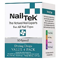 Nail Tek 10-Speed, Polish Drying Drops For All Nail Types, 0.5 Oz, Value 4-Pack