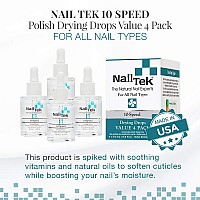 Nail Tek 10-Speed, Polish Drying Drops For All Nail Types, 0.5 Oz, Value 4-Pack