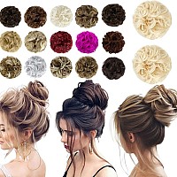 Qunlinta Messy Hair Bun Thick Updo Scrunchies Ponytail Extension Hair Extensions Hair Pieces for Women Bleach Blonde