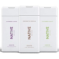 Native Natural Body Wash For Women, Men  Sulfate Free, Paraben Free, Dye Free, With Naturally Derived Clean Ingredients Leaving Skin Soft And Hydrating, Coconut & Vanilla, Lavender & Rose, Cucumber & Mint 115Oz - Pack Of 3