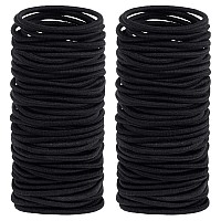 Anezus 200 Pcs Black Elastics Hair Ties Small Bulk Hair Ties Hair Bands (4Mm)