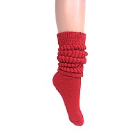 AWSAmerican Made Slouch Socks cotton Scrunch Knee High Extra Long and Heavy Socks (Red, 1)