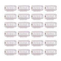 YANTAISIYU 24 Pieceslot 32mm 9-teeth Hair Extension clips Snap comb clips Metal clips Wig clips Hair clips for Wigs Hair Extensions Hairpiece Wig Accessories clips with Rubber Silicone Back (Blonde)