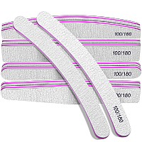 Fandamei Nail Files 100/180, 10 Pcs Nail Files For Natural Nails In 5 Shapes, Nail Files For Acrylic Nails, Professional Manicure & Pedicure Set