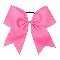 Oaoleer 8 Jumbo Large Cheer Bows Ponytail Holder Elastic Band Handmade Boutique Hair Accessories For Cheerleading Teen Girls College Women Sports (1Pcs, Hot Pink)