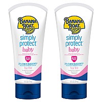 Banana Boat Baby 100% Mineral, Tear-Free, Reef Friendly, Broad Spectrum Sunscreen Lotion, SPF 50, 6oz , 2 count (Pack of 1)