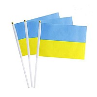 Ukraine Flag Ukrainian Small Stick Mini Hand Held Flags Decorations 1 Dozen (12 pack)