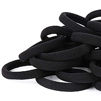 50Pcs Black Hair Ties For Women, Cotton Seamless Hair Bands, Elastic Ponytail Holders, No vendalize For Thick Hair, 2 Inch In Diameter, By Nspring