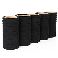 50Pcs Black Hair Ties For Women, Cotton Seamless Hair Bands, Elastic Ponytail Holders, No vendalize For Thick Hair, 2 Inch In Diameter, By Nspring