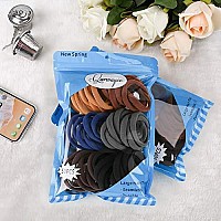 50PCS Hair Ties for Women, Cotton Seamless Hair Bands, Elastic Ponytail Holders, No Damage for Thick Hair, 2 Inch in Diameter, 6 Colors by Nspring