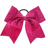 Glitter Cheer Bows - Cheerleading Softball Gifts For Girls And Women Team Bow With Ponytail Holder Complete Your Cheerleader Outfit Uniform Strong Hair Ties Bands Elastics By Kenz Laurenz (1) (Pink)