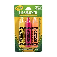 Lip Smacker crayola crayon Flavored Lip Balm Trio 3-Pack, Banana, Sherbert, Orange, clear Matte, For Kids, Women, Men