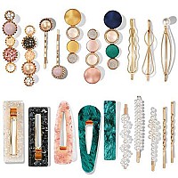 Mehayi 20 PcS Macaron Pearl Acrylic Resin Fashion Hair clips Set, cute Hair Barrettes Bobby Pins, Boho Fancy Hairpin Accessories Headwear Styling Tools, gifts for Women girls Decorative Wedding