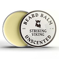 Striking Viking Unscented Beard Balm - Styles, Strengthens & Softens Beards and Mustaches - 100% Natural Beard Conditioner with Organic Shea Butter, Tea Tree, Argan & Jojoba Oils