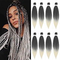 Pre Stretched Braiding Hair 24 Inch - 8 Packs Ombre Blonde Braids Synthetic Hair Extensions Professional crochet Braid Neat Soft EZ Braids for Braiding Weave Yaki Straight