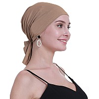 Osvyo Bamboo Chemo Headscarf For Women Hair Loss - Cancer Slip On Headwear Turbans Sealed Packaging Deep Apricot