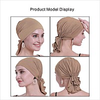 Osvyo Bamboo Chemo Headscarf For Women Hair Loss - Cancer Slip On Headwear Turbans Sealed Packaging Deep Apricot