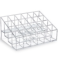 MOSIKER Lipstick Organizer,Small clear Plastic compact Lip gloss chapstick Perfume Sample Mascara Holder with 24 Slots