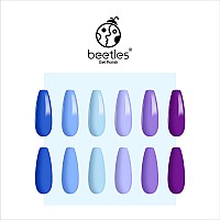 Beetles Blue Purple Gel Nail Polish Set - 6 Pcs Aquamarine Mermaid Gel Polish Set, Soak Off Uv Led Nail Lamp Cured Base And Top Coat Needed Starter Varnish Salon Design Gift Set