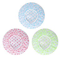 Shower caps, 3 Pcs Waterproof Bath caps Plastic Reusable Shower caps Elastic Band Bath Hair Hat Stocking Stuffers for Women Ladies Spa Salon