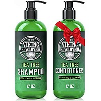 Viking Revolution Tea Tree Shampoo and conditioner Set - Hydrates, Moisturizes & Soothes Dry and Itchy Scalps - With Natural Tea Tree Oil - 17 oz