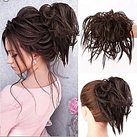 Lativ Messy Hair Bun Tousled Updo Hair Scrunchies Extension With Elastic Rubber Band Messy Hair Accessories Hair Pieces for Women girls (Messy Bun, Brown)