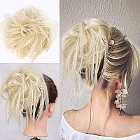 Lativ Messy Hair Bun Tousled Updo Hair Scrunchies Extension With Elastic Rubber Band Messy Hair Accessories Hair Pieces for Women girls (Messy Bun, Blonde)