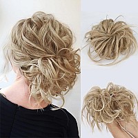 Lativ Messy Hair Bun Tousled Updo Scrunchies Extension With Elastic Rubber Band Accessories Pieces for Women girls (Messy Bun, Bleach Blonde)