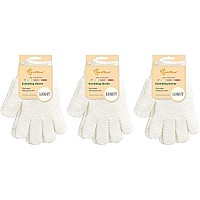 Evridwear Exfoliating gloves for Shower, 100% Nylon Thick Soft Medium Heavy Bathing gloves Dead Skin Remover Body Scrubber Smooth Skin with Hang Loop, 3 Pairs Light White