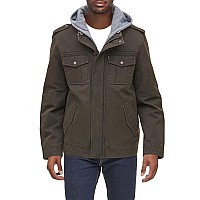 Levis mens Washed Hooded Military cotton Lightweight Jacket, Dark Brown, 3X-Large US