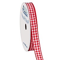 Ribbli Red and White gingham Ribbon,Polyester Woven Edge,38 Inch x 10 Yard,Plaid Ribbon Use for gift Wrapping,Party Decoration(Red 1)