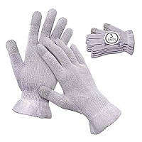 Mig4U Moisturizing Beauty Gloves Touchscreen Overnight Sleeping Glove For Women Dry Hands, Nighttime Lotion, Eczema, Spa, Cosmetic Treatment, Grey Purple 3 Pairs Size Lxl