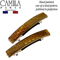 Camila Paris Cp2939 French Hair Barrette Clip For Girls, Set Of 2 Rubberized Metal Clasp Strong Hold Grip Hair Clips For Women, No Slip And Durable Styling Girls Hair Accessories, Made In France