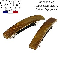 Camila Paris Cp2939 French Hair Barrette Clip For Girls, Set Of 2 Rubberized Metal Clasp Strong Hold Grip Hair Clips For Women, No Slip And Durable Styling Girls Hair Accessories, Made In France