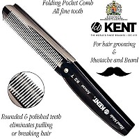 Kent 82T 4 Graphite Folding Pocket Comb For Men, Fine Tooth Hair Comb Straightener For Everyday Grooming Styling Hair, Beard Or Mustache, Use Dry Or With Balms, Saw Cut Hand Polished, Made In England