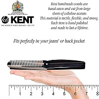 Kent 82T 4 Graphite Folding Pocket Comb For Men, Fine Tooth Hair Comb Straightener For Everyday Grooming Styling Hair, Beard Or Mustache, Use Dry Or With Balms, Saw Cut Hand Polished, Made In England