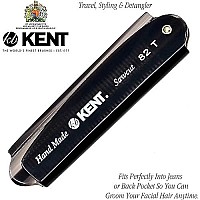 Kent 82T 4 Graphite Folding Pocket Comb For Men, Fine Tooth Hair Comb Straightener For Everyday Grooming Styling Hair, Beard Or Mustache, Use Dry Or With Balms, Saw Cut Hand Polished, Made In England