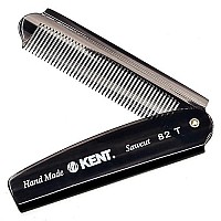 Kent 82T 4 Graphite Folding Pocket Comb For Men, Fine Tooth Hair Comb Straightener For Everyday Grooming Styling Hair, Beard Or Mustache, Use Dry Or With Balms, Saw Cut Hand Polished, Made In England