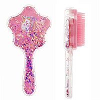 ZouRena Little girls Hair Brush Easily Brushed Through Tangles-No Liquid,glitter confetti Unicorn gifts Play for Kids Age 3-8(pink)