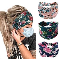 Bohend Boho Button Headband Wide Stretchy Daily Use Knotted Headwear Sport Athletic Yogaagym Hair Accessories For Women And Girls(3Pcs) (J)