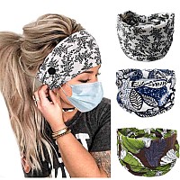 Bohend Boho Button Headband Wide Stretchy Daily Use Knotted Headwear Sport Athletic Yoga