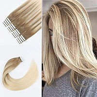 Sixstarhair Balayage Hair Extensions Tape In With Double Sided Tapes And Premium Remy Hair Luxury Tape In Hair Extensions Balayage Ash Brown Fading To Ash Blonde B8-60 16Inch]