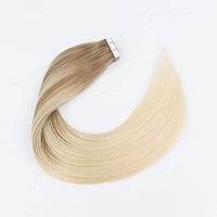 Sixstarhair Balayage Hair Extensions Tape In With Double Sided Tapes And Premium Remy Hair Luxury Tape In Hair Extensions Balayage Ash Brown Fading To Ash Blonde B8-60 16Inch]