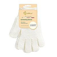 Evridwear Exfoliating Gloves For Shower, 100 Nylon Thick Soft Medium Heavy Bathing Gloves Dead Skin Remover Body Scrubber Smooth Skin With Hang Loop, 1 Pair Light White