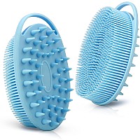 Upgrade 2 in 1 Bath and Shampoo Brush, Silicone Body Scrubber for Use in Shower, Exfoliating Body Brush, Premium Silicone Loofah, Head Scrubber, Scalp MassagerBrush, Easy to clean (1Pc Blue)