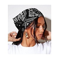 Awaytr Floral Elastic Hair Scarf Headband - 3 Pcs Chiffon Head Kerchief Headband Print Floral Hair Scarves With Hair Clips Kerchief Head Scarf Hair Bandanas For Women (Cashew(Blacknavyred))